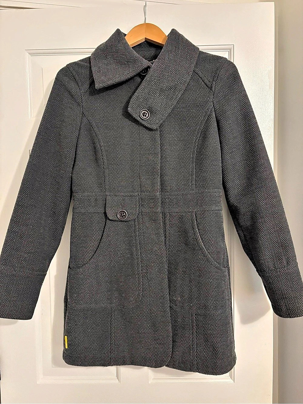 Lole Herringbone Pea Coat in Gray